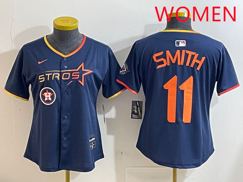 Women Houston Astros #11 Smith Blue three generations Joint Name Nike 2025 MLB Jersey style 1->women mlb jersey->Women Jersey